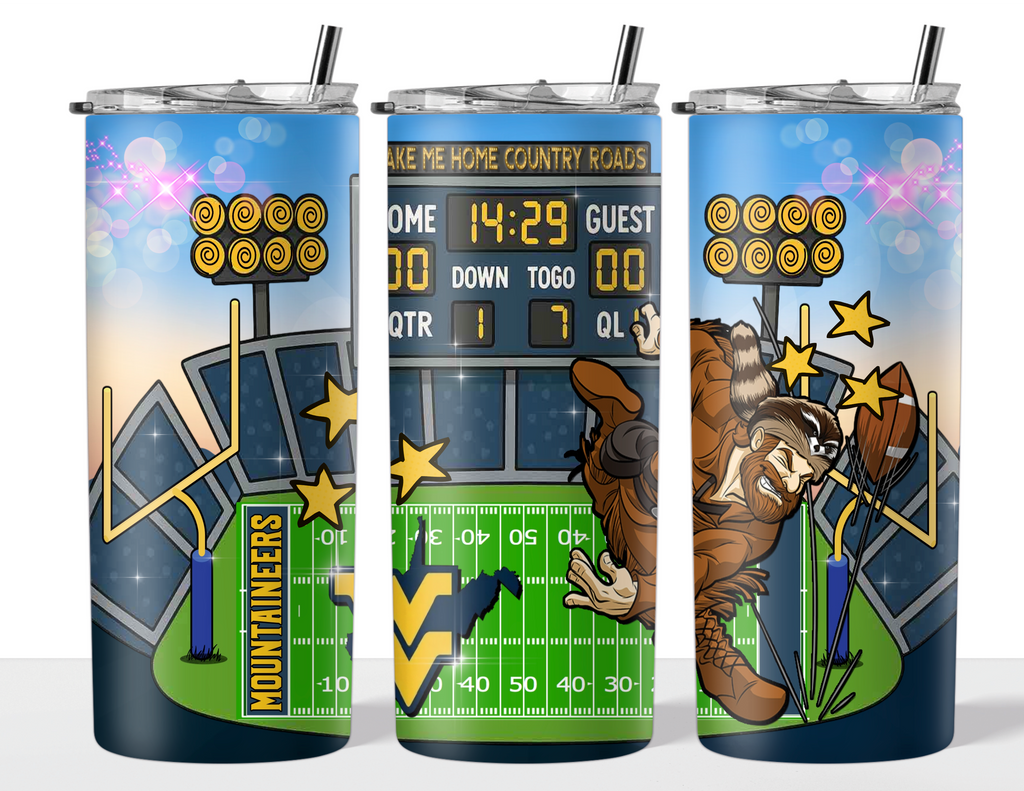 Sublimation Tumbler Wrap 20 oz - WVU Football Mascot