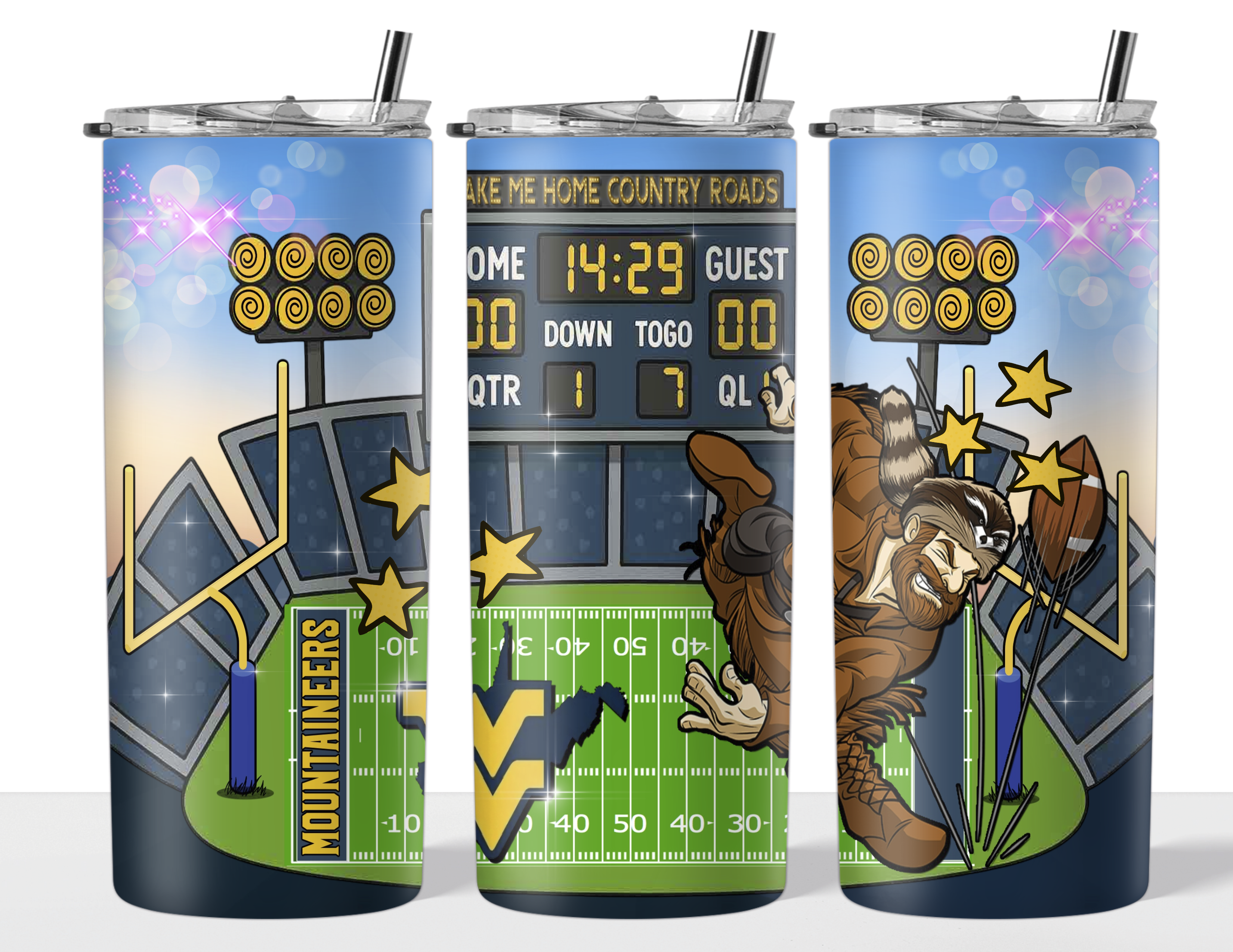 Sublimation Tumbler Wrap 20 oz - WVU Football Mascot
