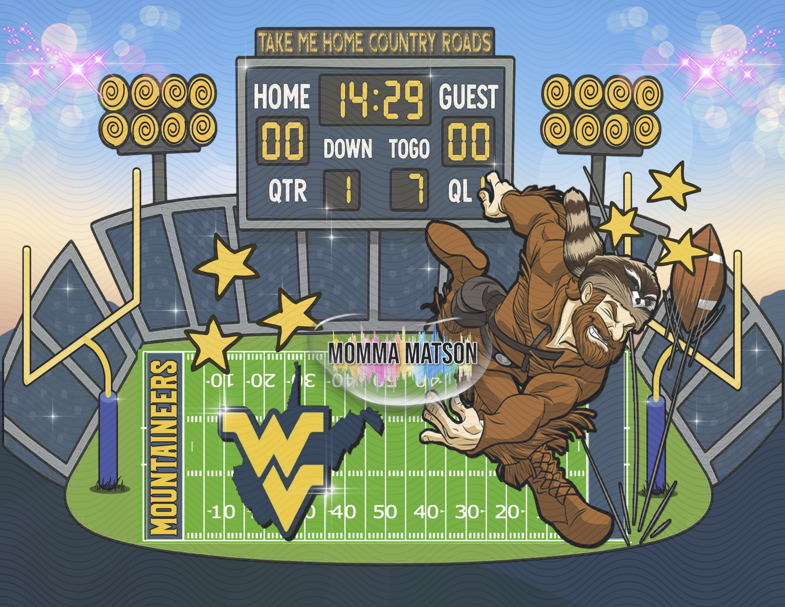 Sublimation Tumbler Wrap 20 oz - WVU Football Mascot