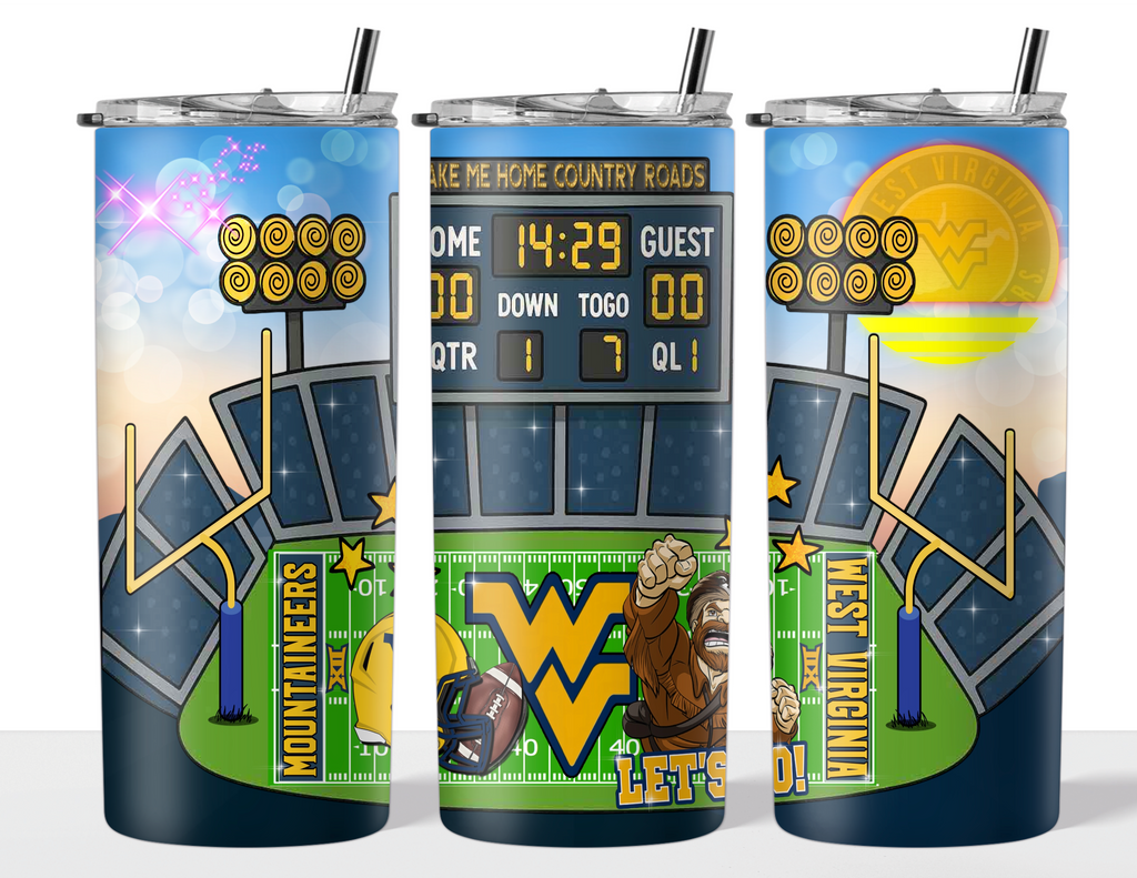 Sublimation Tumbler Wrap 20 oz - WVU Mountaineers Football Field