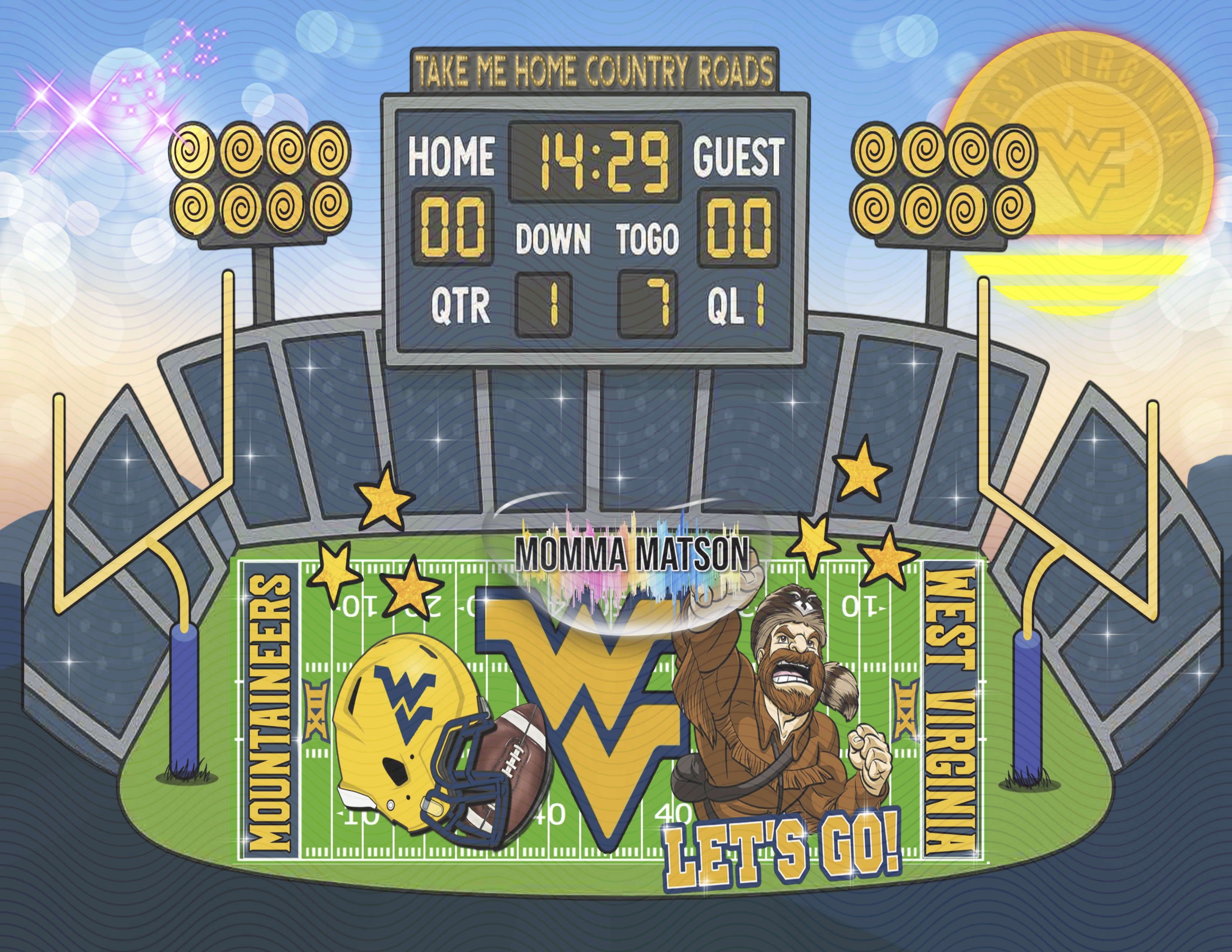 Sublimation Tumbler Wrap 20 oz - WVU Mountaineers Football Field
