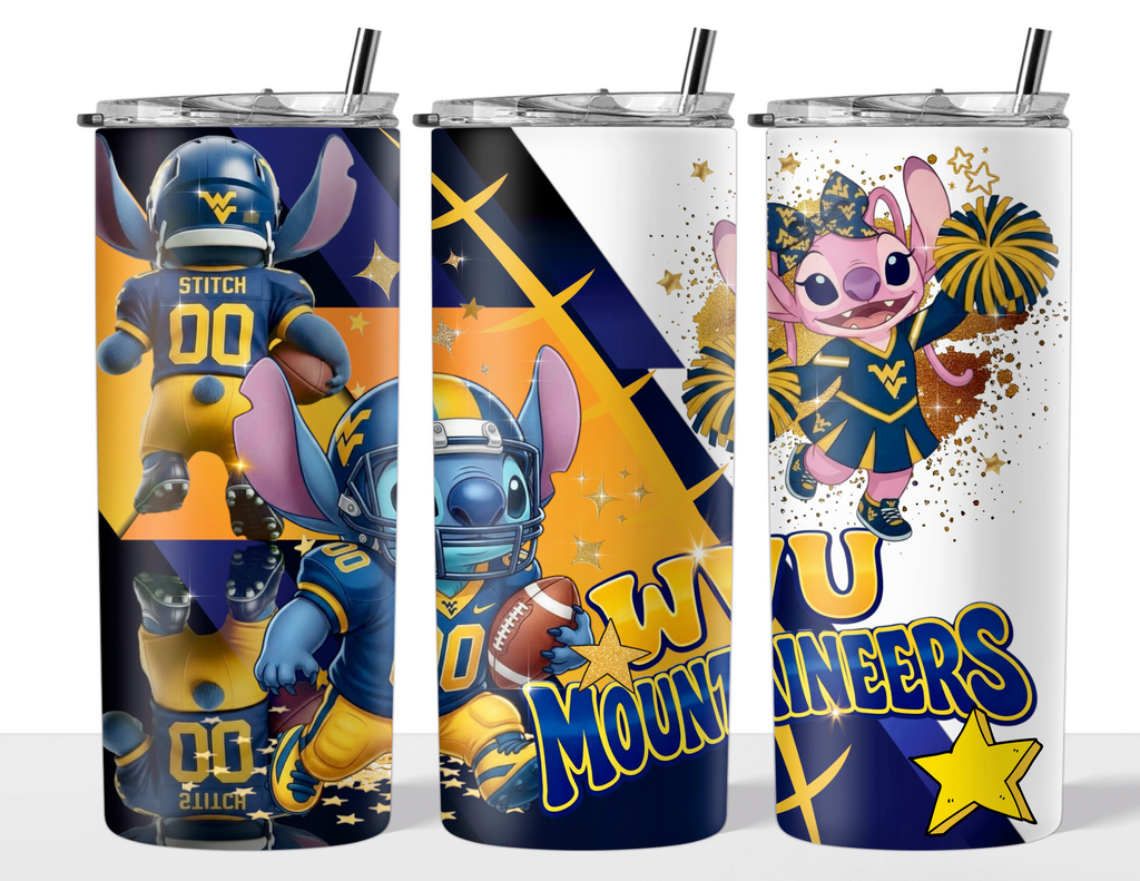 Sublimation Tumbler Wrap 20 oz - WVU Stitch / Angel