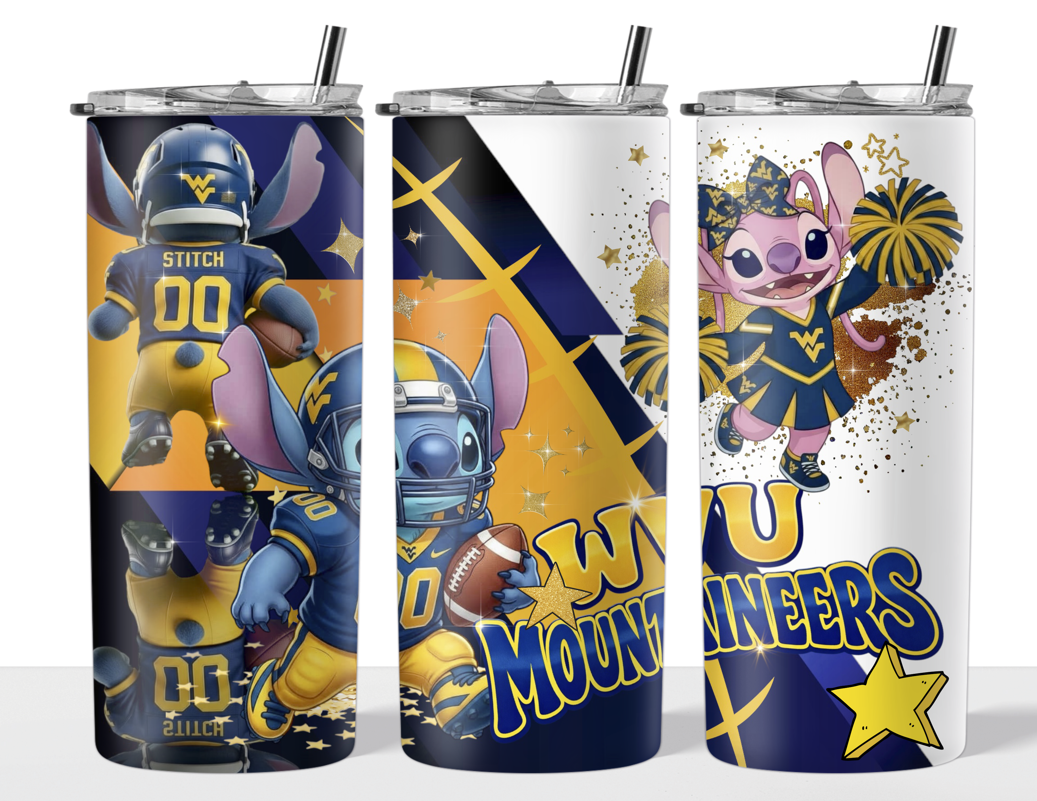 Sublimation Tumbler Wrap 20 oz - WVU Stitch / Angel