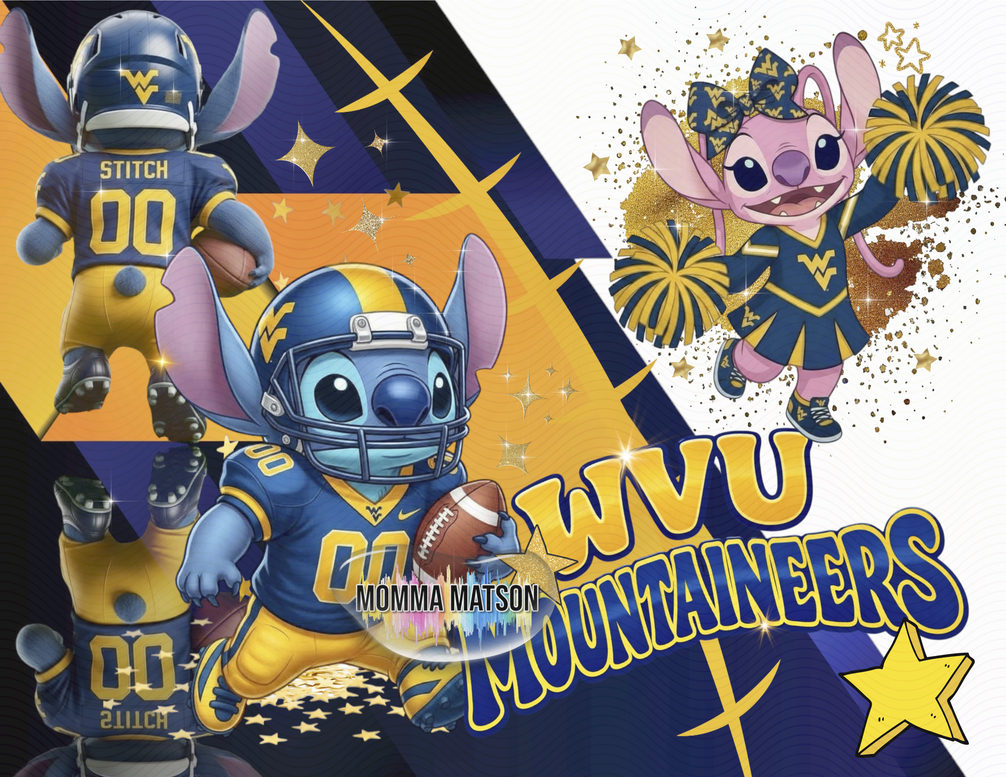 Sublimation Tumbler Wrap 20 oz - WVU Stitch / Angel